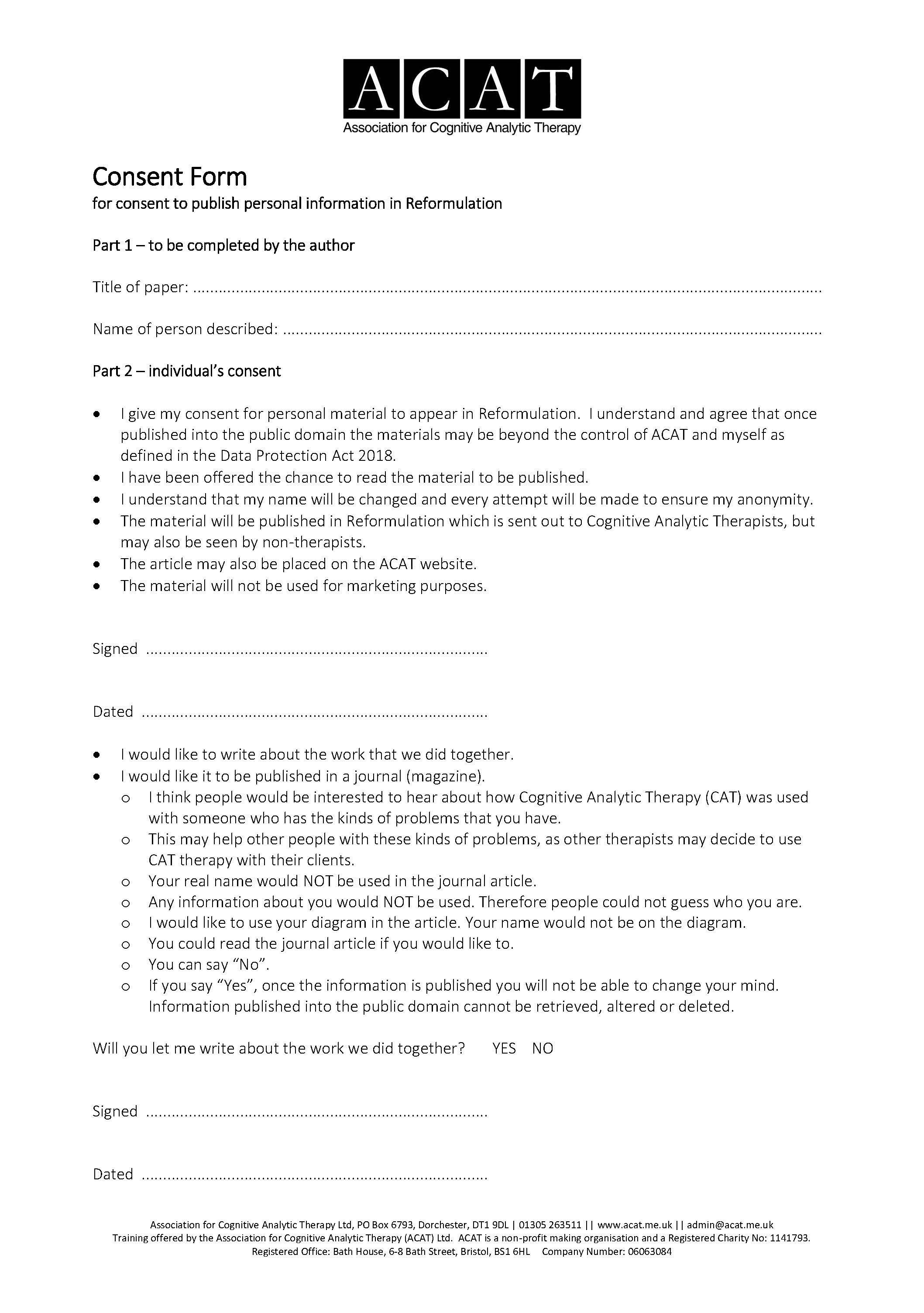 Consent to publish form